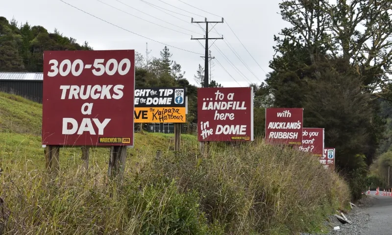 signs against dome valley dump state highway one alex braae