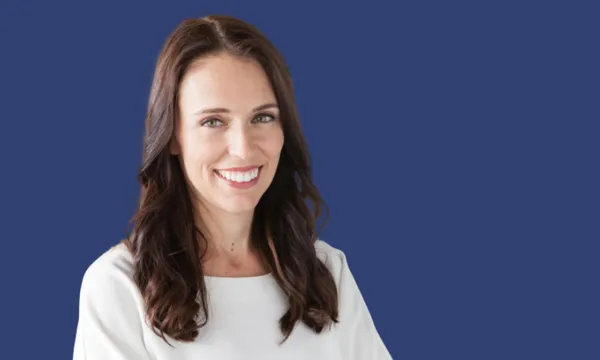Jacinda blue background