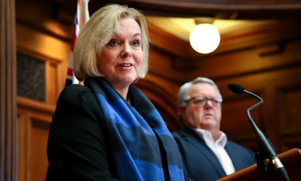 Judith Collins and Gerry Brownlee press conference getty