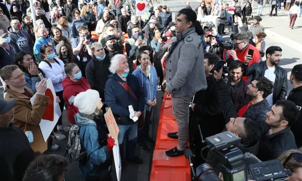 Abdul Aziz addresses crowd after christchurch mosque shooter sentencing getty