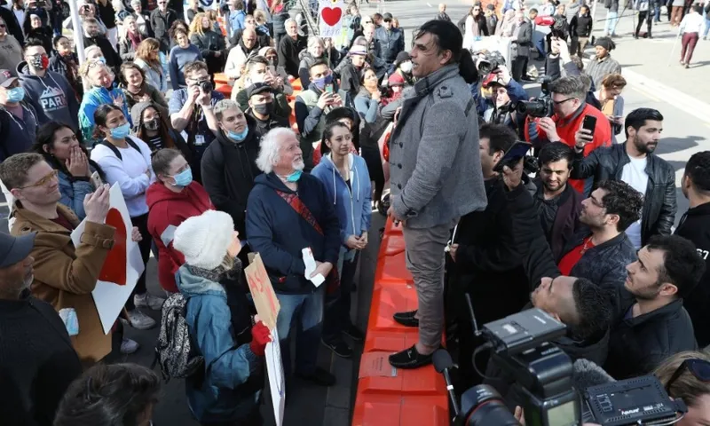 Abdul Aziz addresses crowd after christchurch mosque shooter sentencing getty