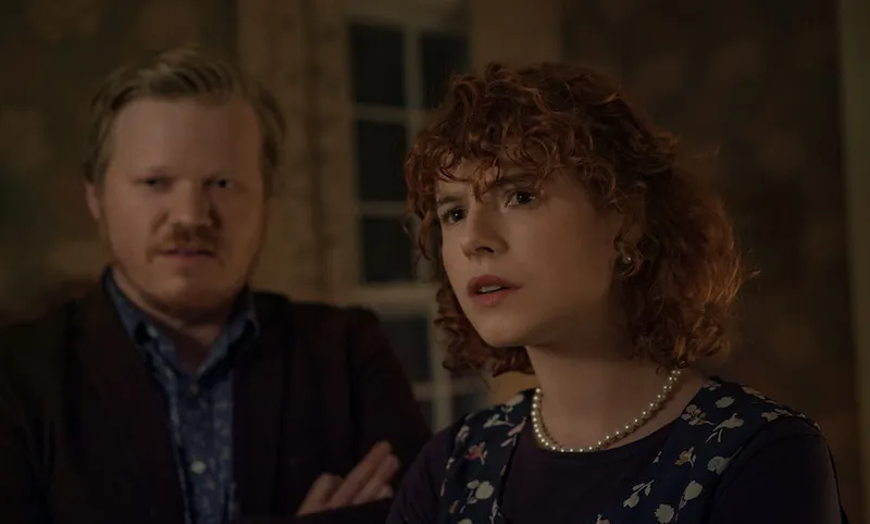 Im Thinking Of Ending Things. Jesse Plemons as Jake, Jessie Buckley as Young Woman in Im Thinking Of Ending Things. C...