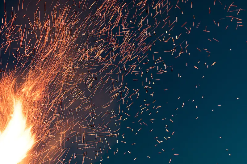 Close-Up Of Sparks At Night