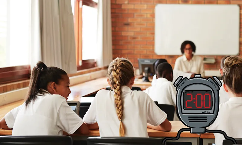 School students in class working with tablets