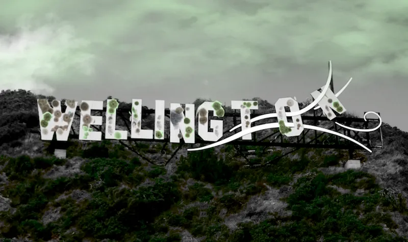 Wellington sign on hill