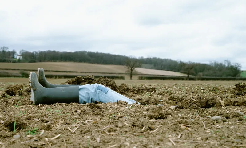 Farmer inside a hole