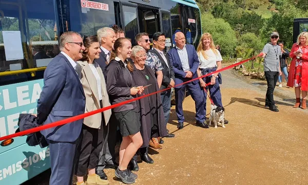 cutting the ribbon waiheke bus alex braae