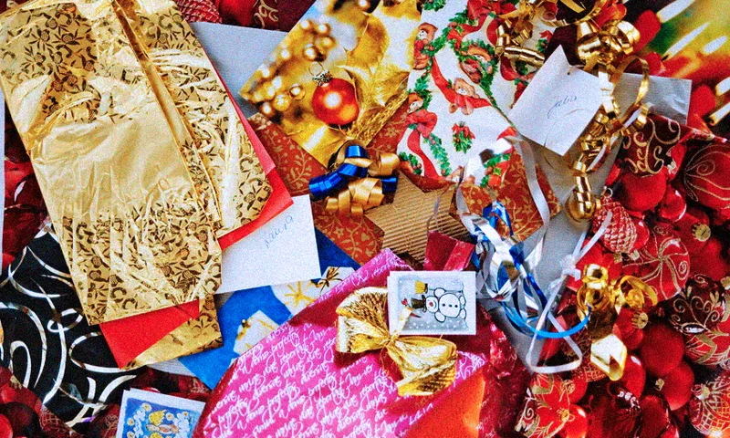 Left over Christmas gift wrapping paper