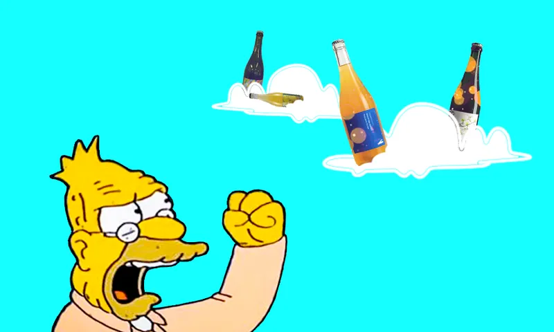 Grandpa Simpson shakes fist at natural wine