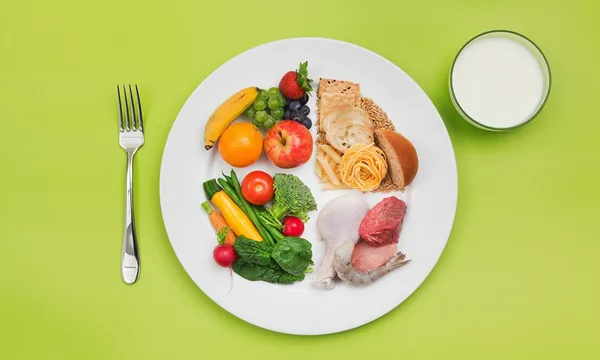 ChooseMyPlate Healthy Food and Plate of USDA Balanced Diet Recommendation
