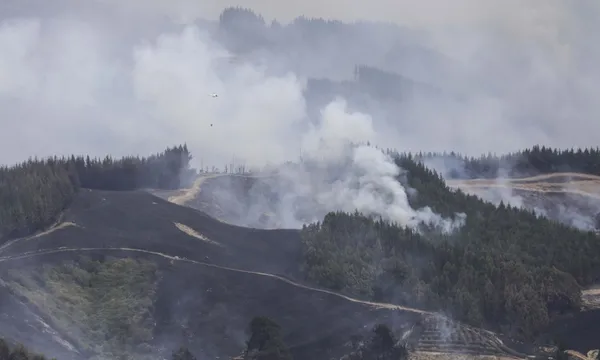 Nelson fire, aerial view over Eves Valley, Pidgeon Valley and Redwood Valley.