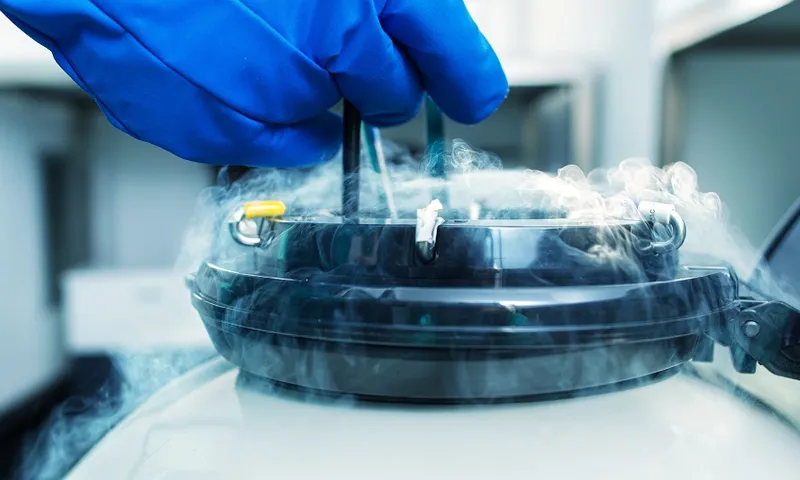 Sample of sperm frozen tank