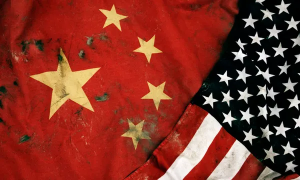 Grungy Flags of China and USA
