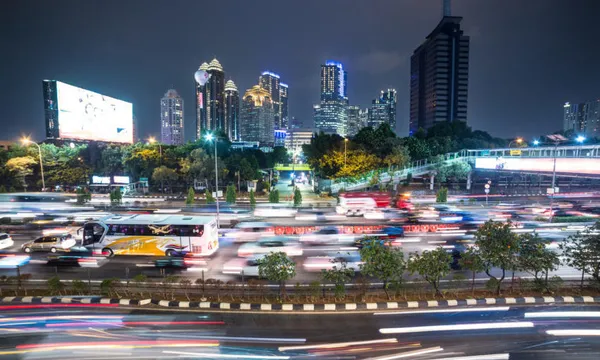 Jakarta night rush in business district