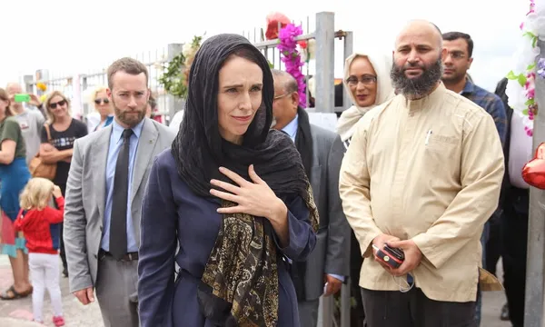 Jacinda Ardern at chch memorial getty