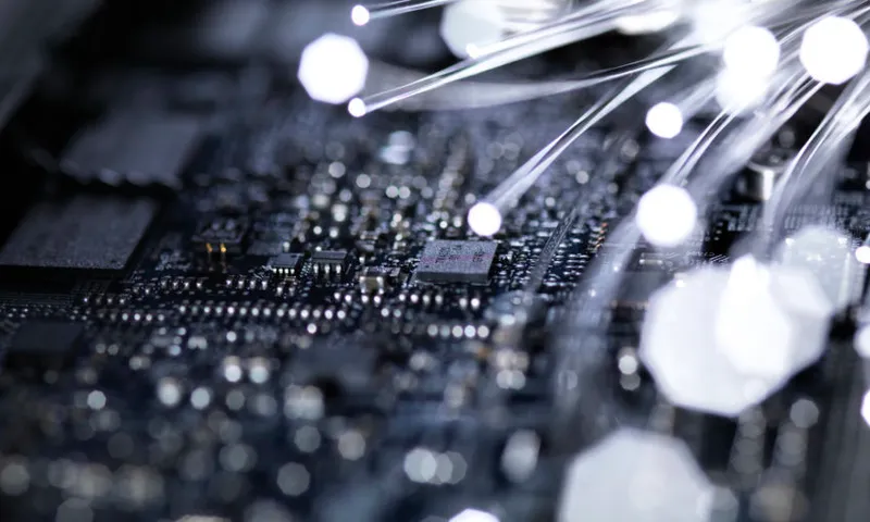 Fibre optics, hardware, mother board in the background