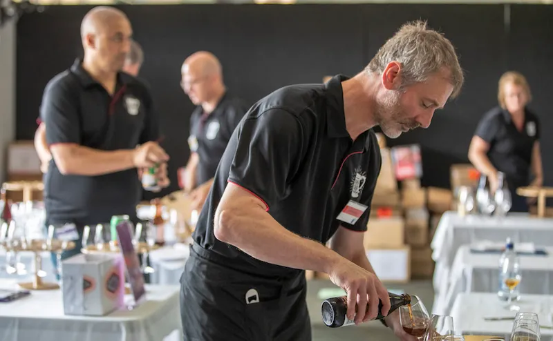 Stewards at the New World Beer and Cider Awards pour beers out the back so the judges cannot see brands during the ju...