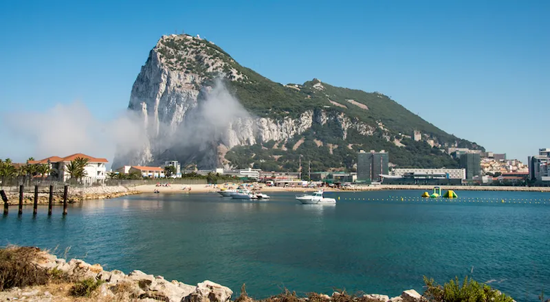 View of the Rock of Gibraltar and  the Mediterranean Sea