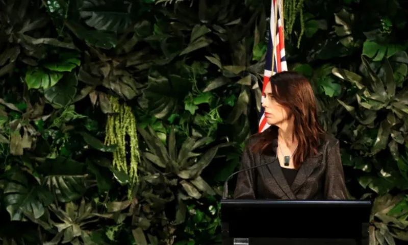 PM Jacinda Ardern lectern getty images