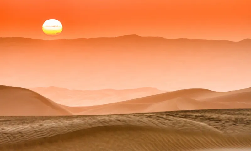 Sunrise In Taklamakan Desert, Xinjiang China