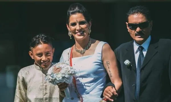 Ravinder Hunia with her father and son supplied