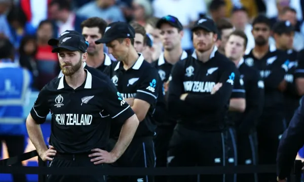 Kane Williamson and Black Caps after World Cup final getty
