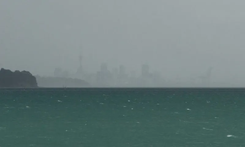 Auckland in stormy mist