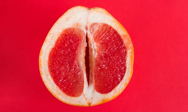 half of fresh ripe grapefruit