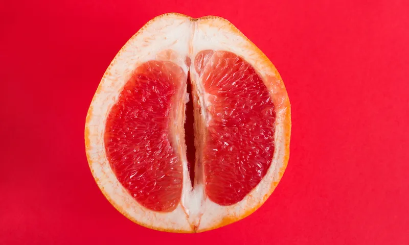 half of fresh ripe grapefruit