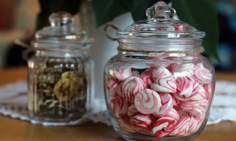 Glass Jars Including Homemade Small Meringues and Fried Bananas – Lovely Christmas Gift Idea!