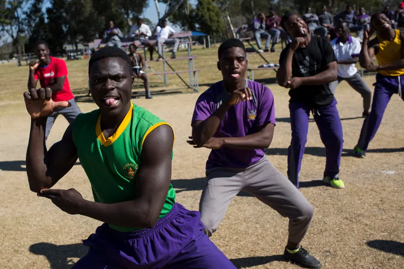 Senior members of the Churchill High School 1st XV rugby team led by Akim Dick (left) practice their haka in the morn...