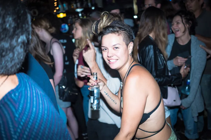 A dancing crowd member