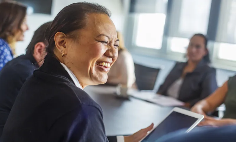Successful Maori Pacific Islander Business Woman Leading a Team Meeting