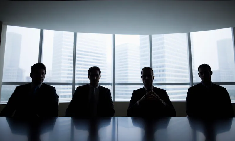 Silhouette row of businessmen sitting in meeting room