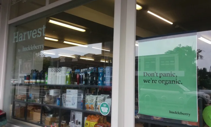 Sign outside Harvest by Huckleberry in Grey Lynn Alex Braae