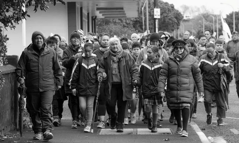 Peace for Pekapeka Hikoi on main Street of Waitara 160921 Jane Dove Juneau