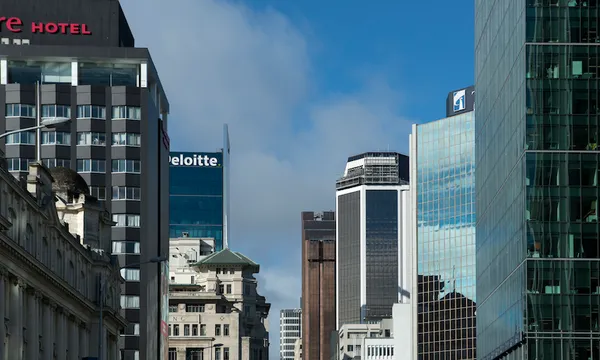 Buildings along Queen Street in Auckland.