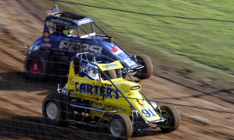 Speedway Cars In Action During The World Midget Se