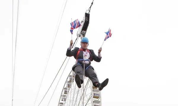 Stock Images Of Boris Johnson Stuck On Zip Line