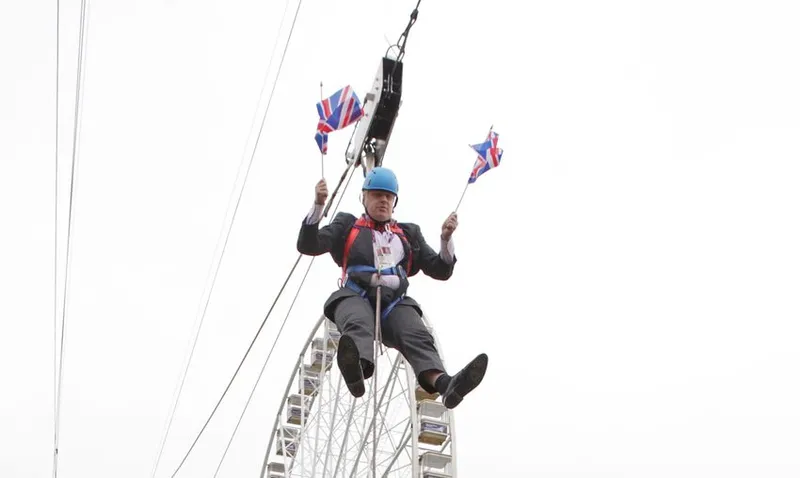Stock Images Of Boris Johnson Stuck On Zip Line