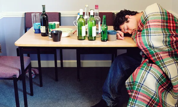 Collapsed drunk boy