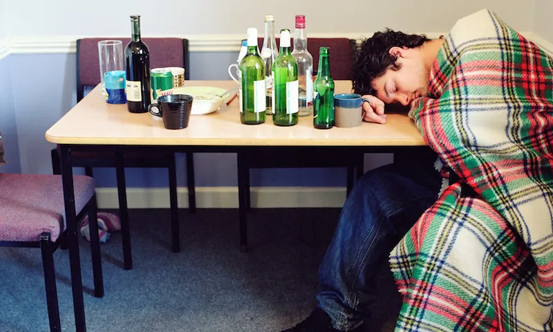 Collapsed drunk boy