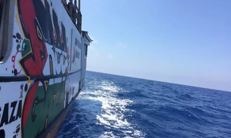A side view of one of the Freedom flotilla boats at sea (Facebook)