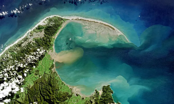 A satellite view of Golden Bay