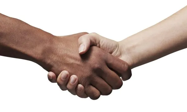 Man and woman making handshake