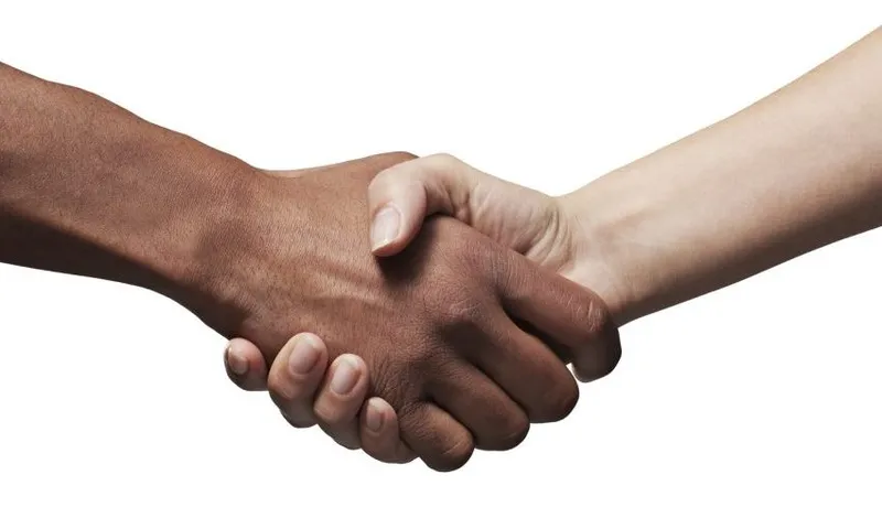 Man and woman making handshake
