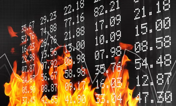 Stock exchange numbers and flames