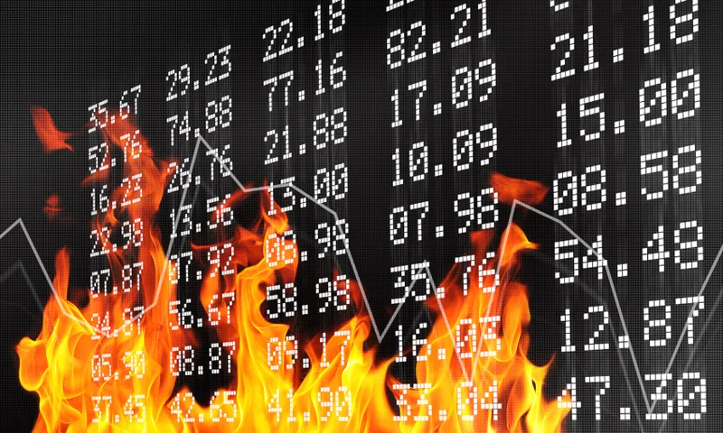 Stock exchange numbers and flames