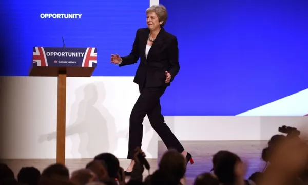 Theresa May dancing robotically at party conference getty