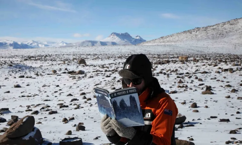 rebecca priestley in antarctica reading cliff atkins
